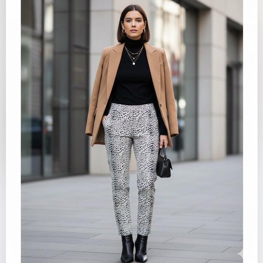 𝅺TOPSHOP Leopard Print Cigarette Trousers Size 4